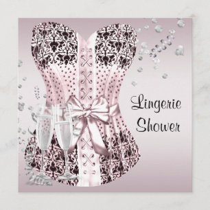 Convite Conjunto de lingerie espartilho preto rosa para ch