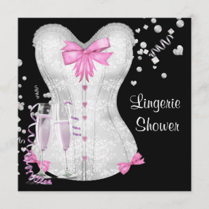 Convite Conjunto de lingerie espartilho preto rosa para ch