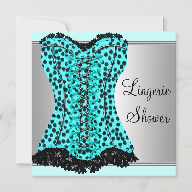 Convite Conjunto de lingerie espartilho Teal Leopard para  (Frente)