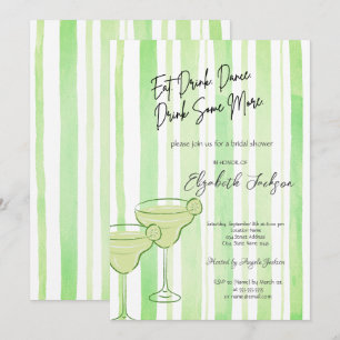 Convite Conjunto de Martini de Aquarela com Listras Verdes