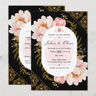 Convite Conjunto de Noiva Floral com Gradiente Pastel Mode