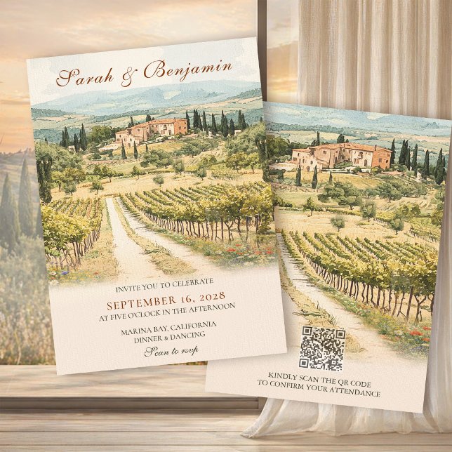 Convite Conjunto de Papelaria de Casamento em Aquarela Val (Criador carregado)