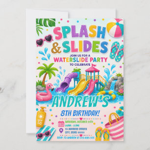 Convite Conjunto de Piscina com Rampa de Água para Anivers
