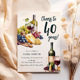 Convite Conjunto de Queijo e Vinho para 40º Aniversário Ad