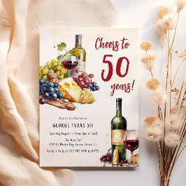 Convite Conjunto de Queijo e Vinho para 50º Aniversário Ad