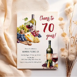 Convite Conjunto de Queijo e Vinho para 70º Aniversário Ad