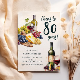 Convite Conjunto de Queijo e Vinho para 80º Aniversário Ad