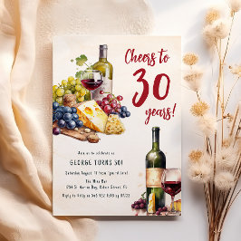 Convite Conjunto de Queijo e Vinho para Aniversário de 30