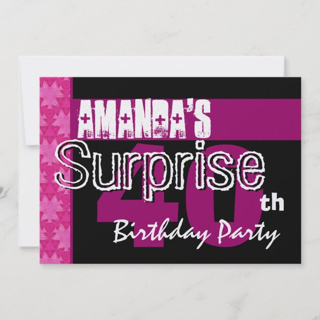 Convite Conjunto de Save the Date Rosa para 40º Aniversári (Frente)