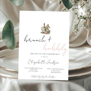 Convite Conjunto de Vinho Floral com Brilho Chá de Noiva