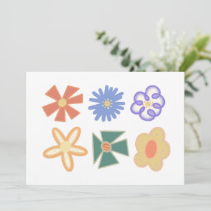 Convite conjunto floral de flores do arco-íris múltiplo