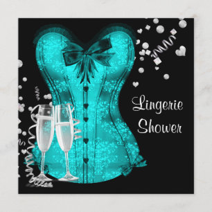 Convite Conjunto lingerie espartilho azul teca preto para
