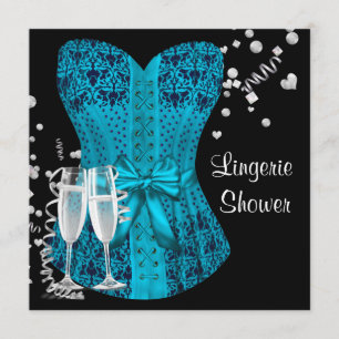 Convite Conjunto lingerie espartilho azul teca preto para