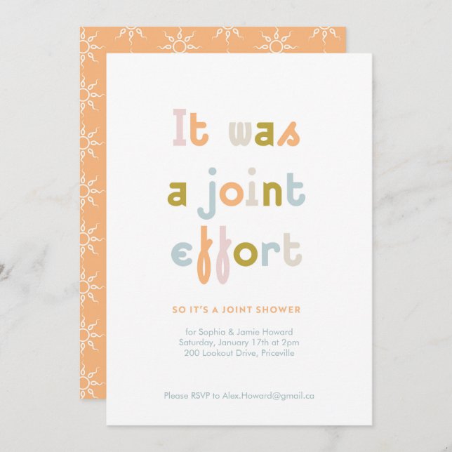 Convite conjunto para Chás de fraldas de esforço (Frente/Verso)