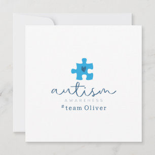 Convite consciencialização do autismo peça de puzzle azul