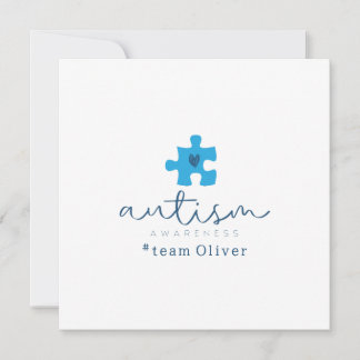 Convite consciencialização do autismo peça de puzzle azul 