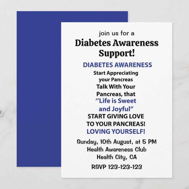 Convite Conscientização sobre Diabetes (Frente/Verso)