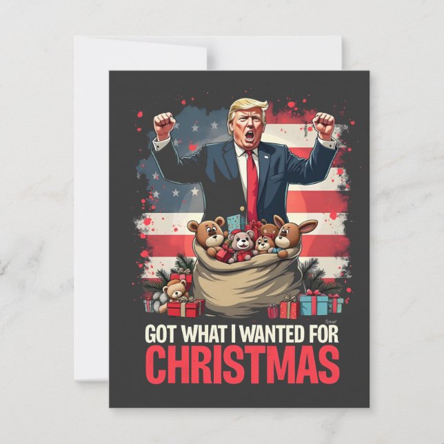 Convite Consegui o que eu queria para o Natal Trump Papai  (Frente)
