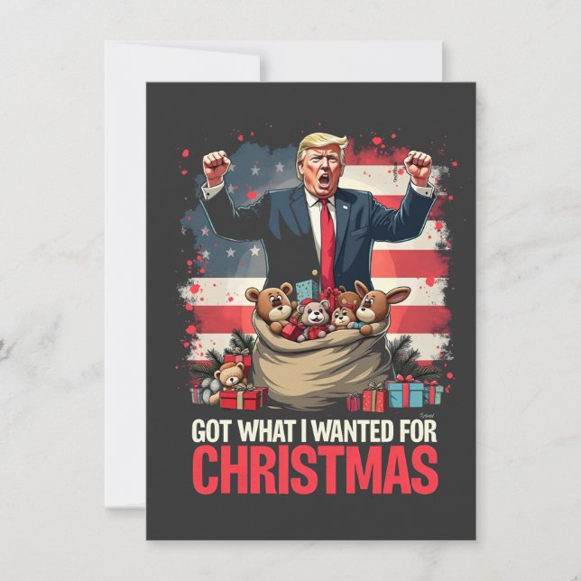 Convite Consegui o que eu queria para o Natal Trump Papai  (Frente)