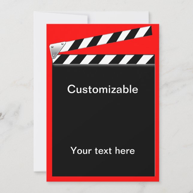 Convite Conselho do Clapper de Hollywood Personalizável (Frente)