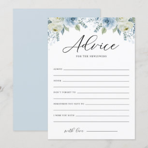 Convite Conselhos de Aquarela Azul Floral para os Recém-Ca