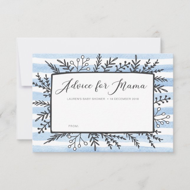 Convite Conselhos de Chá de fraldas de faixas azuis para C (Frente)