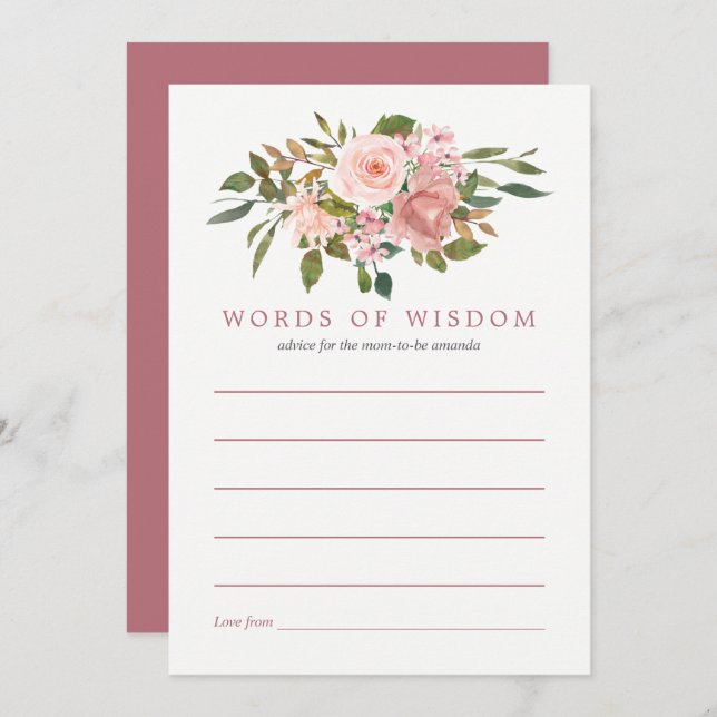 Convite Conselhos de Chá de fraldas Dourado e Blush para a (Frente/Verso)