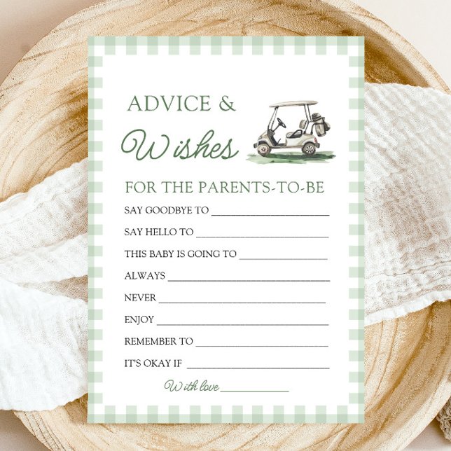 Convite Conselhos e Desejos para Chá de Bebê de Golfe em V (Sage Green Golf Baby Shower Advice and Wishes Game)