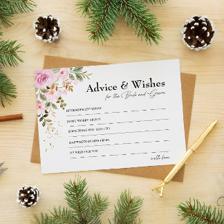 Convite Conselhos legal e desejos cor-de-rosa para noiva e