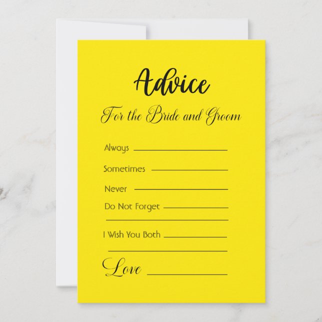 Convite Conselhos Para A Noiva E O Amarelo Brilhante (Frente)