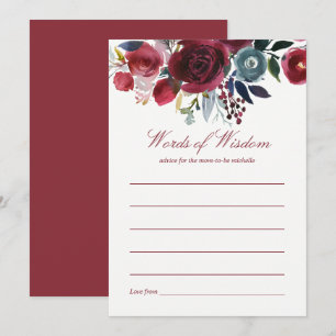 Convite Conselhos para Chá de Bebê Boho Chic burgundy e az
