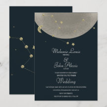 Constelação da Lua Dourado Celestial Casamento Azu
