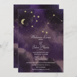 Convite Constelação de Lua Gold Foil Celestial Casamento
