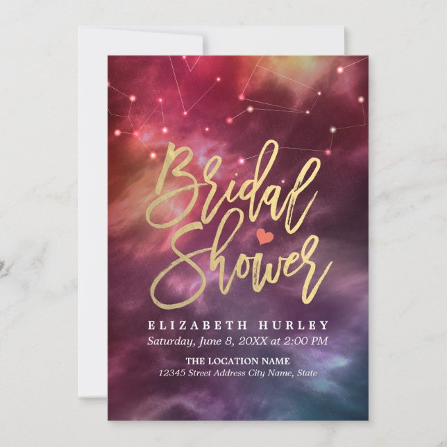 Convite Constelações da Galáxia da Estrela da Noite do chá (Frente)