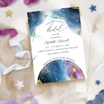 Convite Constelações e estrelas de Chá de panela Celestial<br><div class="desc">Chá de panela único com delicada cor d'água, céu estrelado, globo de constelações maravilhosas, e detalhes modernos de caligrafia manuscrita em uma bela mistura de tons azuis, marinhos, lacas, turquesas, roxo, magenta, fuchsia e matizes douradas. É ideal para temas celestiais, astrologicos, cósmicos e estrelados de chá. Capacidade de mudar a...</div>