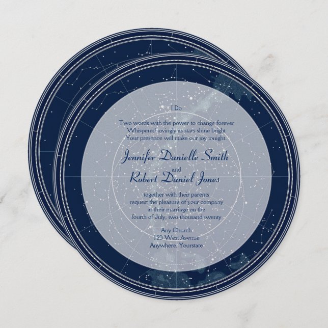 Convite Constelle Night Sky Wedding (Frente/Verso)