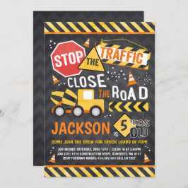 Convite Construção Aniversário de Festa de Bombeiros de Co