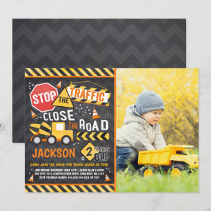 Convite Construção Aniversário de Festa de Bombeiros de Co