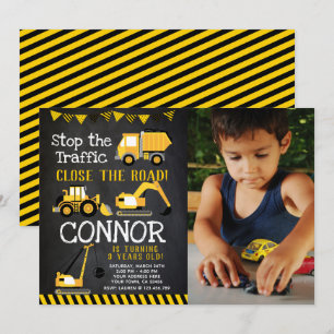 Convite Construção, Caminhão Basculante com foto