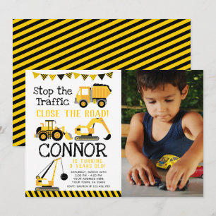 Convite Construção, Caminhão de Entulho com foto