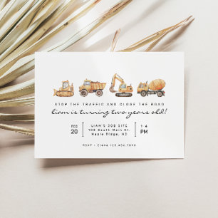 Convite Construção de Caminhões Moderno - Aniversário Míni