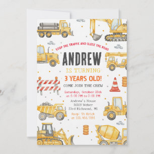 Convite Construção de Festa de Aniversário Moderna Pessoal