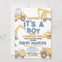 Convite Construção É uma Festa de Caminhão de Lixo do Meni