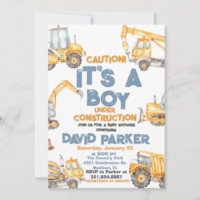 Convite Construção É uma Festa do Caminhão de Carga É um M (Frente)