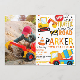 Convite Construção Foto de Aniversário de Fofo