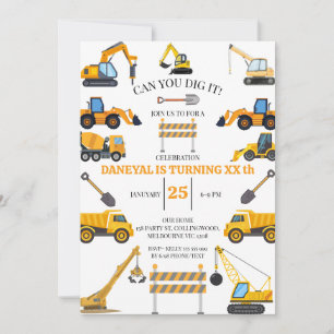 Convite Construção Moderna Festa de Aniversário Simples pa