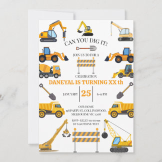 Convite Construção Moderna Festa de Aniversário Simples pa