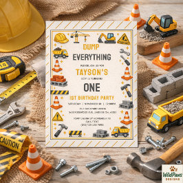 Convite Construction 1ST Birthday | Builder Truck Party 