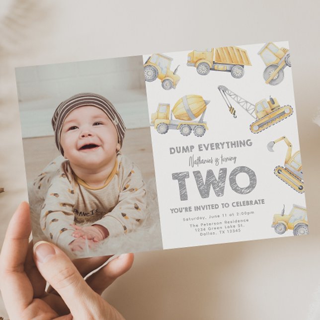 Convite Construction 2nd TWO Birthday Party (Criador carregado)