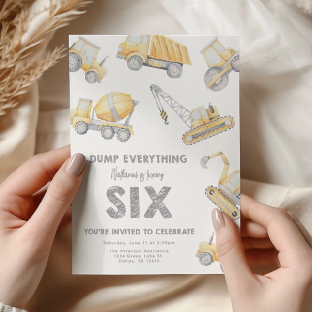 Convite Construction 6th SIX Birthday Party (Criador carregado)